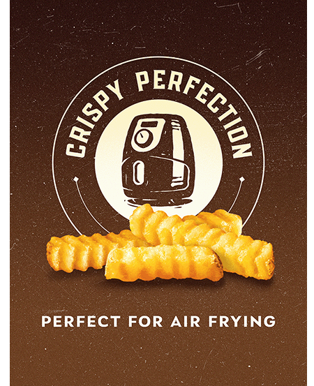 crinkle cut fries. crispy perfection. perfect for air frying.